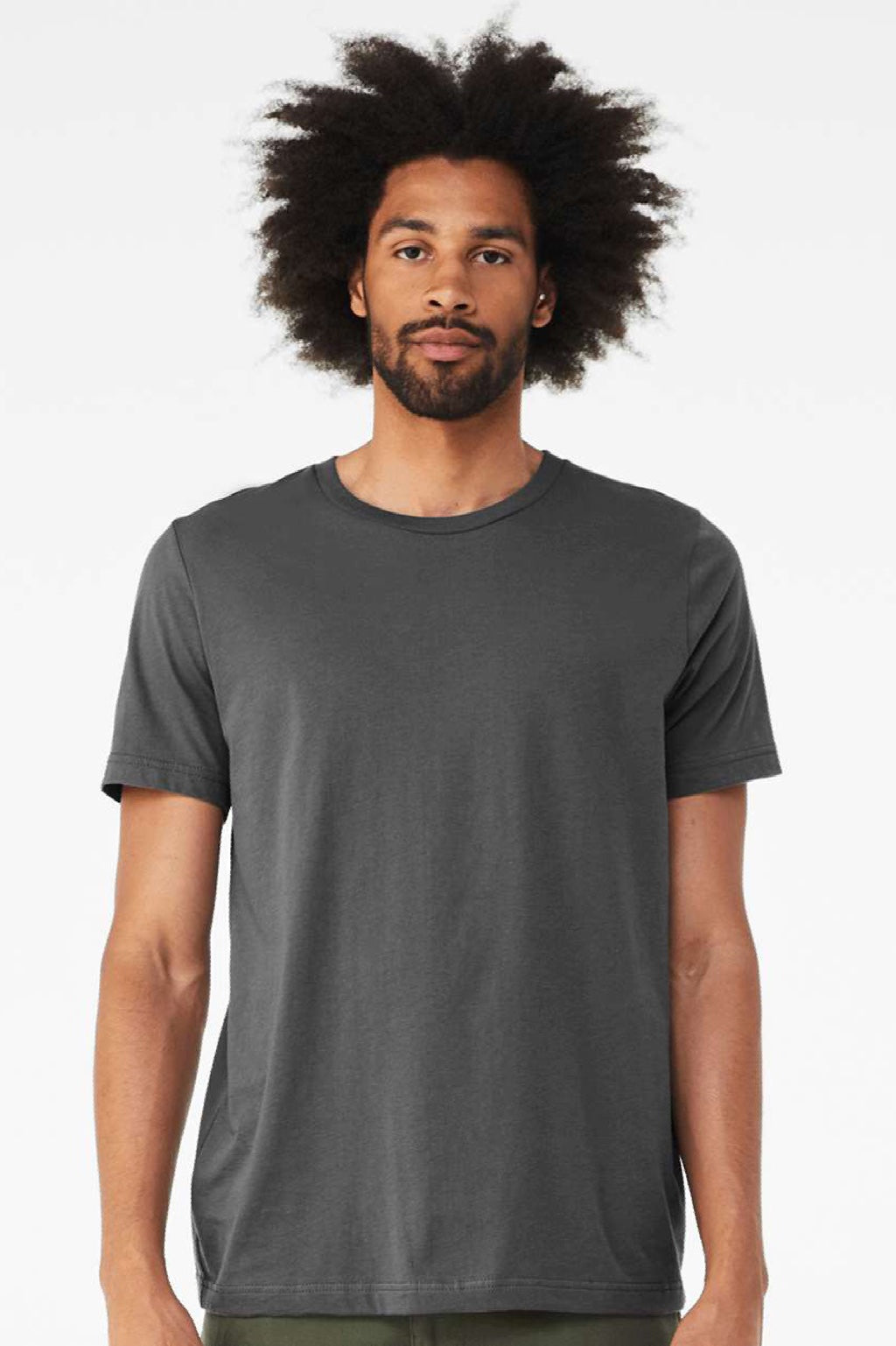 Bella + Canvas BC3001CVC/3001CVC Mens Heather CVC Short Sleeve Crewneck T-Shirt Solid Alphalt Grey Model Front