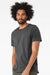 Bella + Canvas BC3001CVC/3001CVC Mens Heather CVC Short Sleeve Crewneck T-Shirt Solid Alphalt Grey Model Side