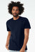 Bella + Canvas BC3001CVC/3001CVC Mens Heather CVC Short Sleeve Crewneck T-Shirt Solid Navy Blue Model Front