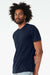 Bella + Canvas BC3001CVC/3001CVC Mens Heather CVC Short Sleeve Crewneck T-Shirt Solid Navy Blue Model Side