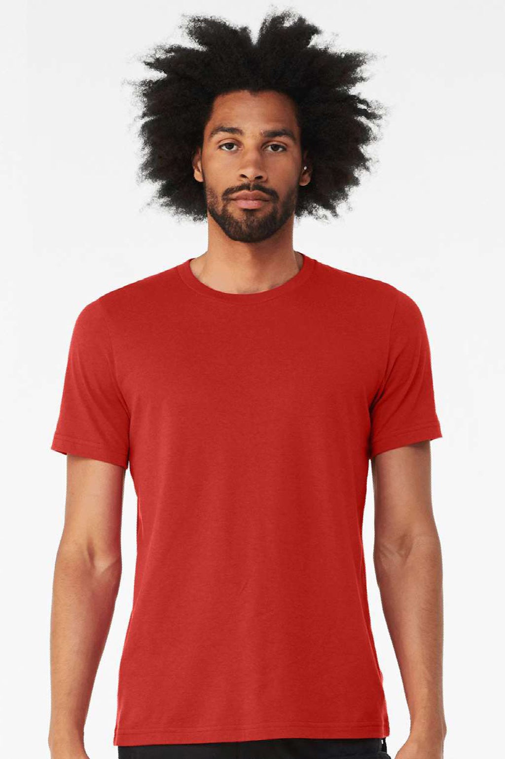 Bella + Canvas BC3001CVC/3001CVC Mens Heather CVC Short Sleeve Crewneck T-Shirt Solid Red Model Front