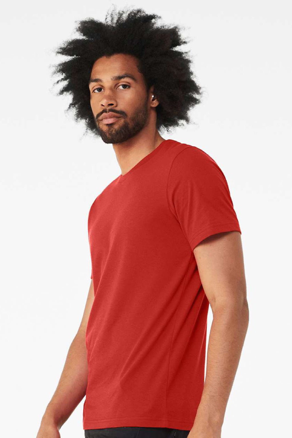 Bella + Canvas BC3001CVC/3001CVC Mens Heather CVC Short Sleeve Crewneck T-Shirt Solid Red Model Side