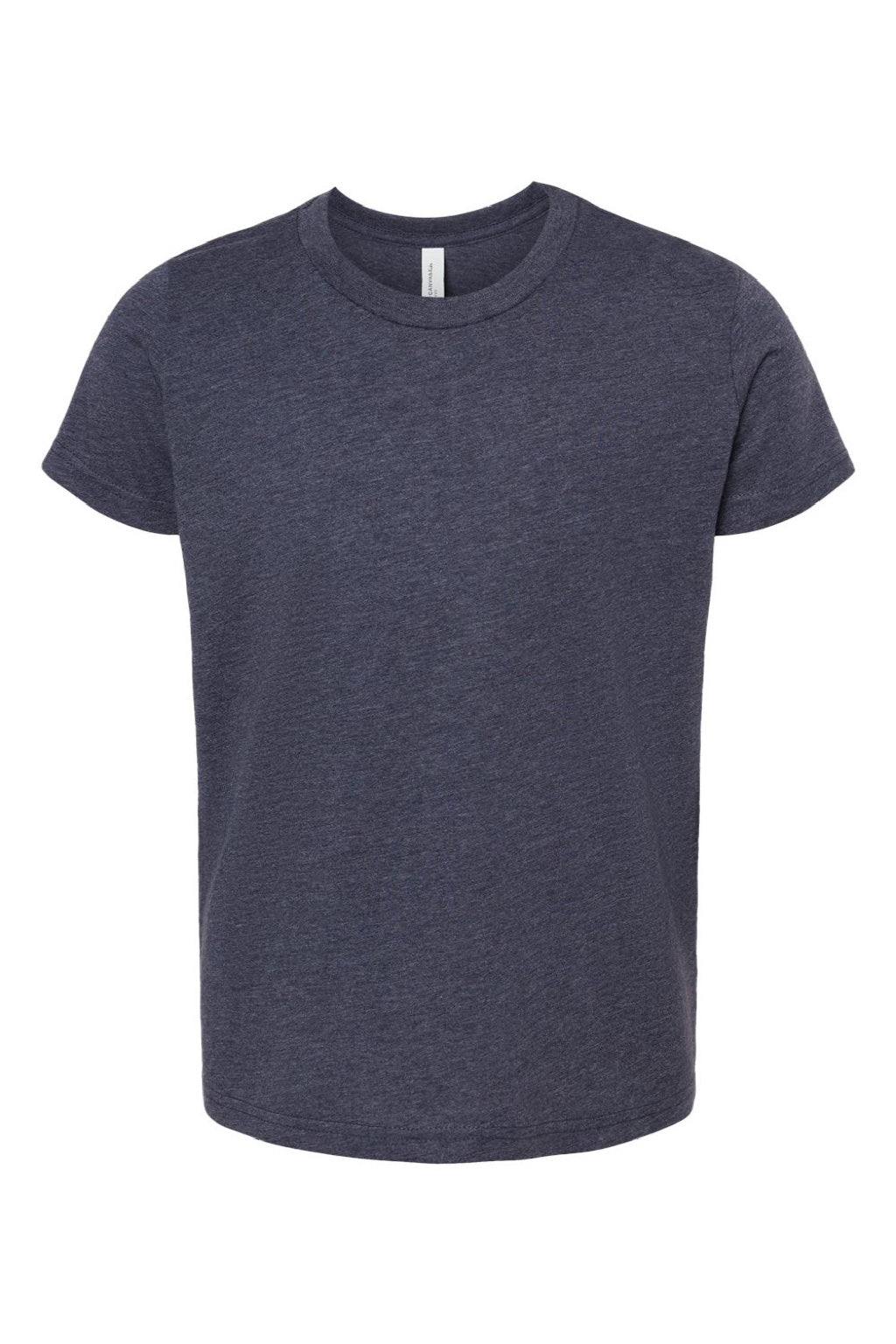 Bella + Canvas BC3001YCVC/3001YCVC Youth Jersey Short Sleeve Crewneck T-Shirt Heather Midnight Navy Blue Flat Front