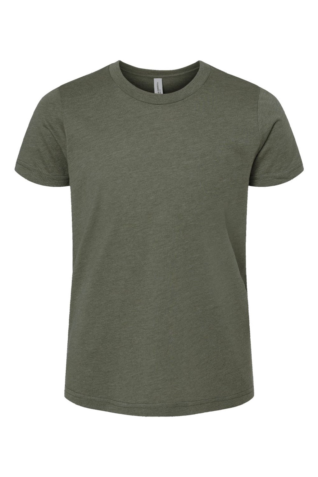 Bella + Canvas BC3001YCVC/3001YCVC Youth CVC Short Sleeve Crewneck T-Shirt Heather Military Green Flat Front