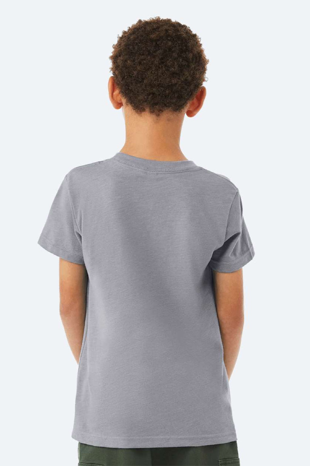 Bella + Canvas BC3001YCVC/3001YCVC Youth CVC Short Sleeve Crewneck T-Shirt Heather Storm Blue Model Back