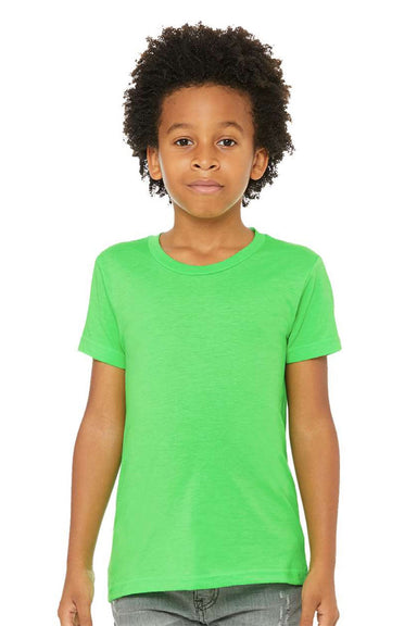 Bella + Canvas BC3001YCVC/3001YCVC Youth Jersey Short Sleeve Crewneck T-Shirt Neon Green Model Front