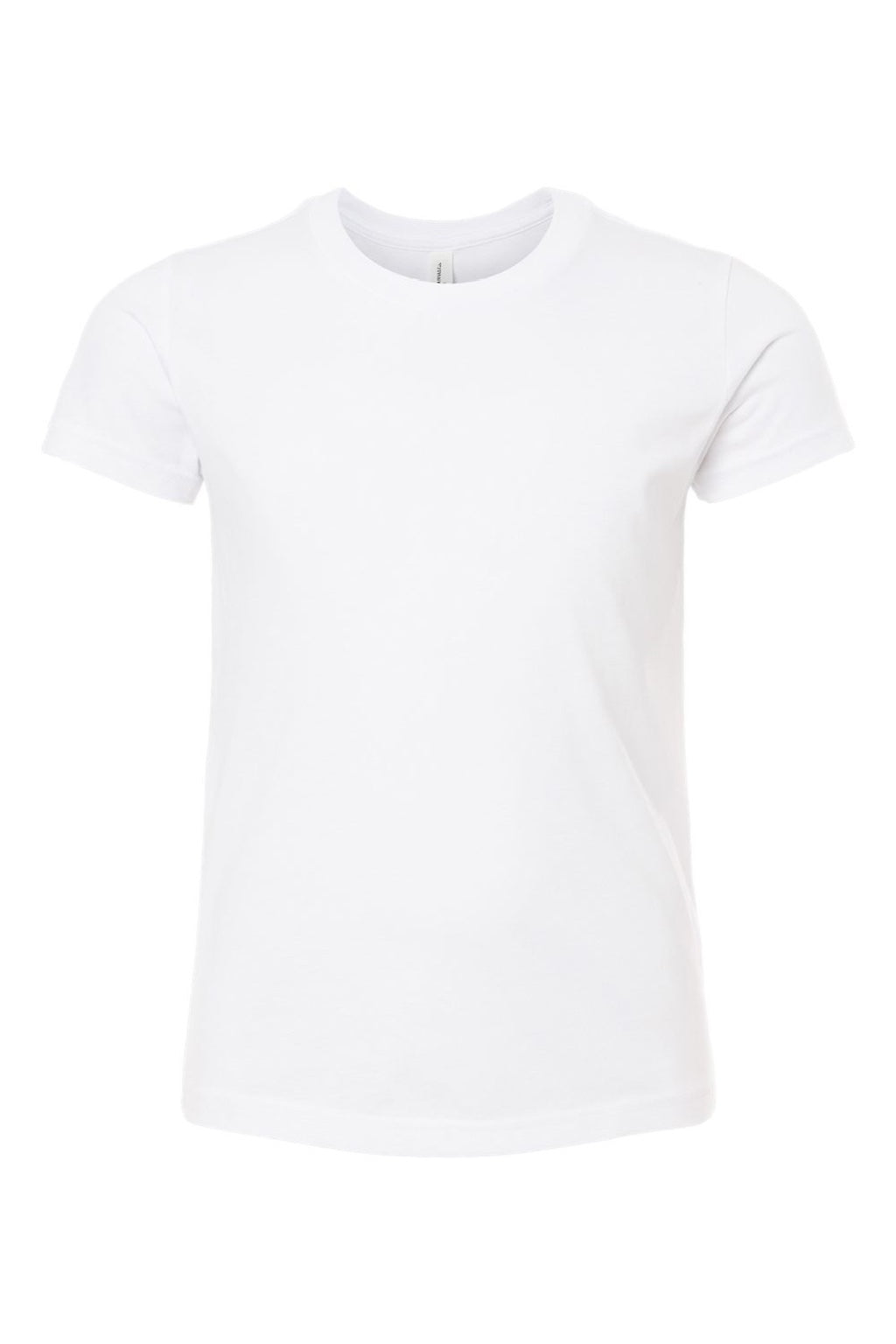Bella + Canvas BC3001YCVC/3001YCVC Youth Jersey Short Sleeve Crewneck T-Shirt Solid White Flat Front