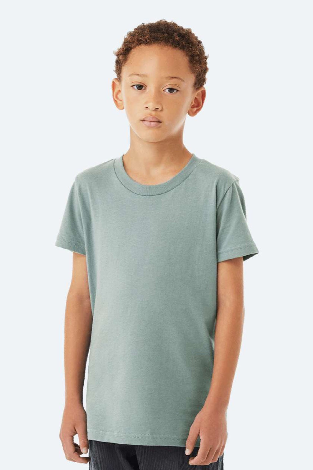 Bella + Canvas BC3001Y/3001Y Youth Jersey Short Sleeve Crewneck T-Shirt Dusty Blue Model Front