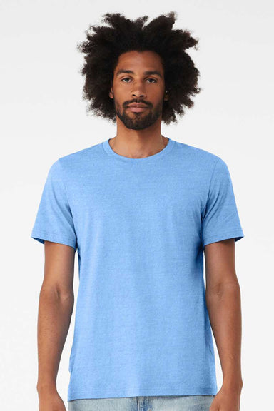 Bella + Canvas BC3001/3001 Mens Jersey Short Sleeve Crewneck T-Shirt Carolina Blue Model Front