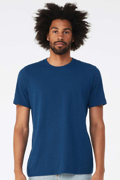 Bella + Canvas BC3001/3001 Mens Jersey Short Sleeve Crewneck T-Shirt Cool Blue Model Front