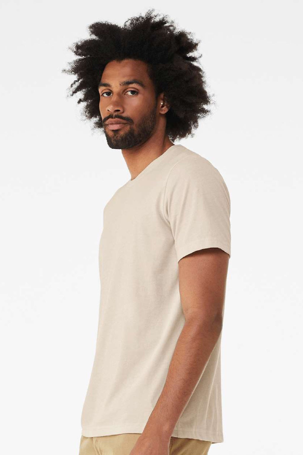 Bella + Canvas BC3001/3001 Mens Jersey Short Sleeve Crewneck T-Shirt Dust Model Side