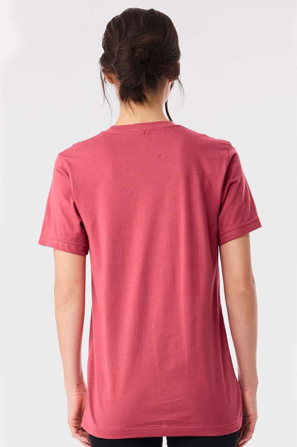Bella + Canvas BC3001/3001 Mens Jersey Short Sleeve Crewneck T-Shirt Vintage Red Model Back
