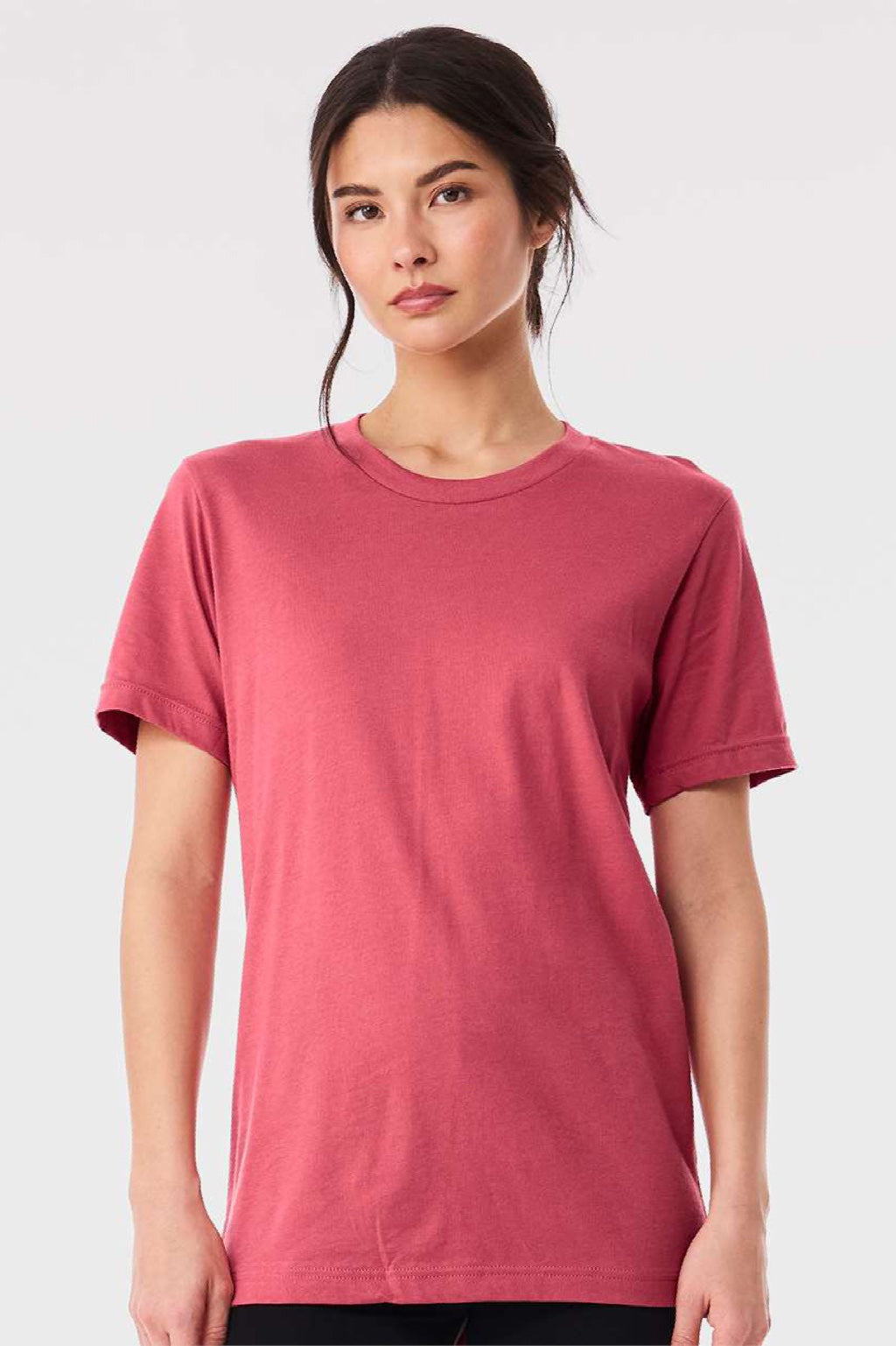 Bella + Canvas BC3001/3001 Mens Jersey Short Sleeve Crewneck T-Shirt Vintage Red Model Front