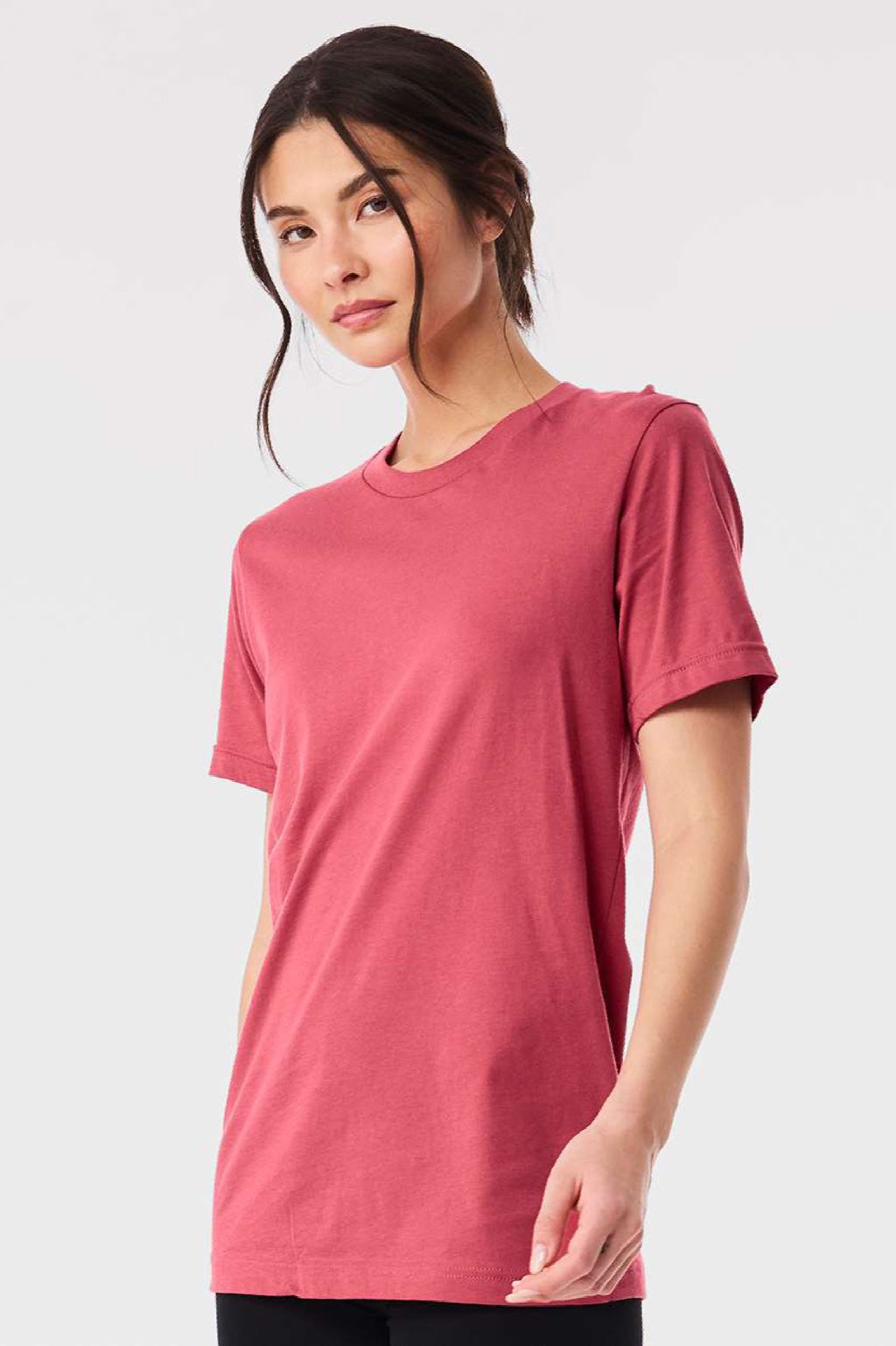 Bella + Canvas BC3001/3001 Mens Jersey Short Sleeve Crewneck T-Shirt Vintage Red Model Side