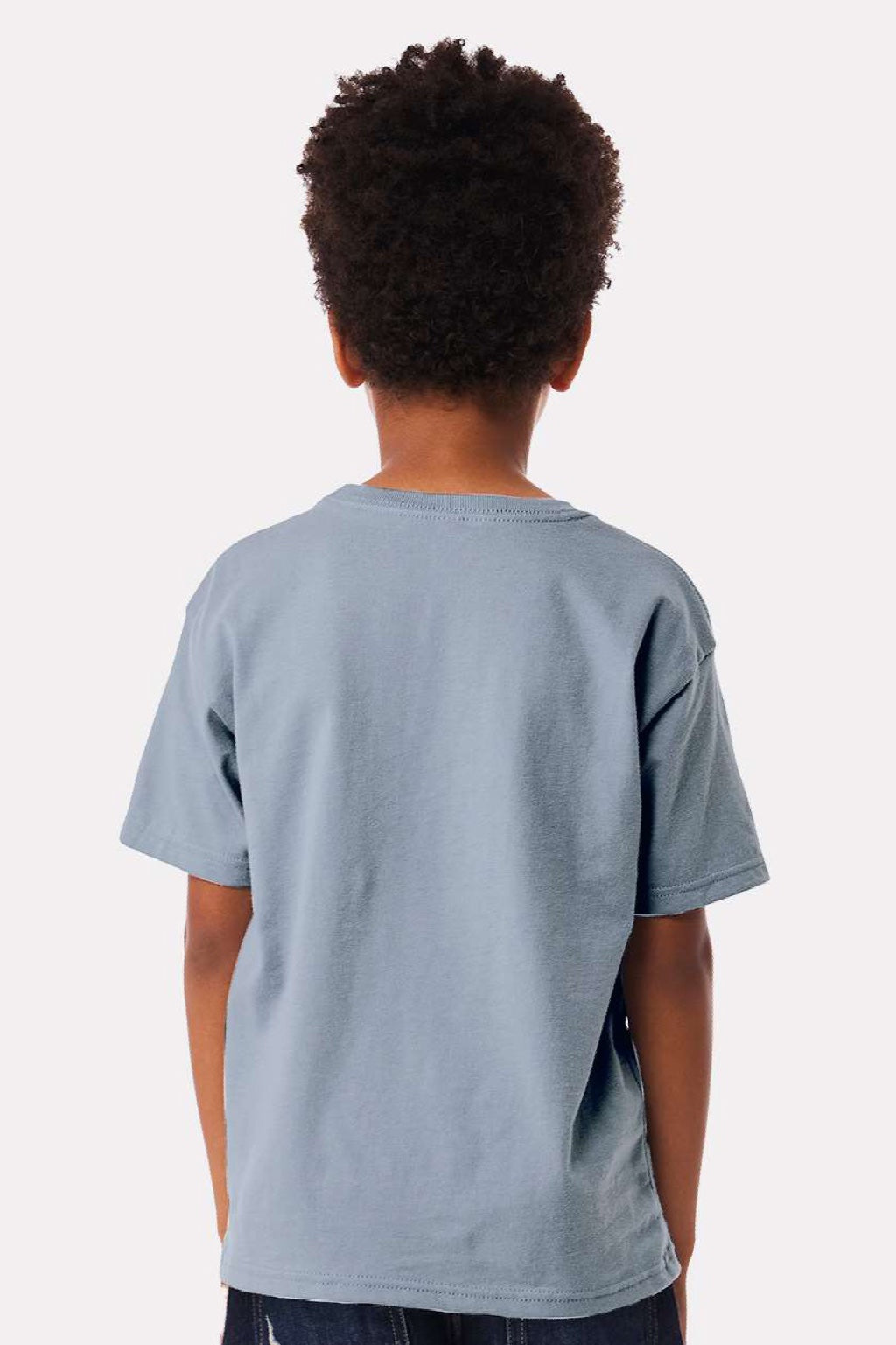 Bella + Canvas BC3010Y Youth Short Sleeve Crewneck T-Shirt Vintage Denim Blue Model Back