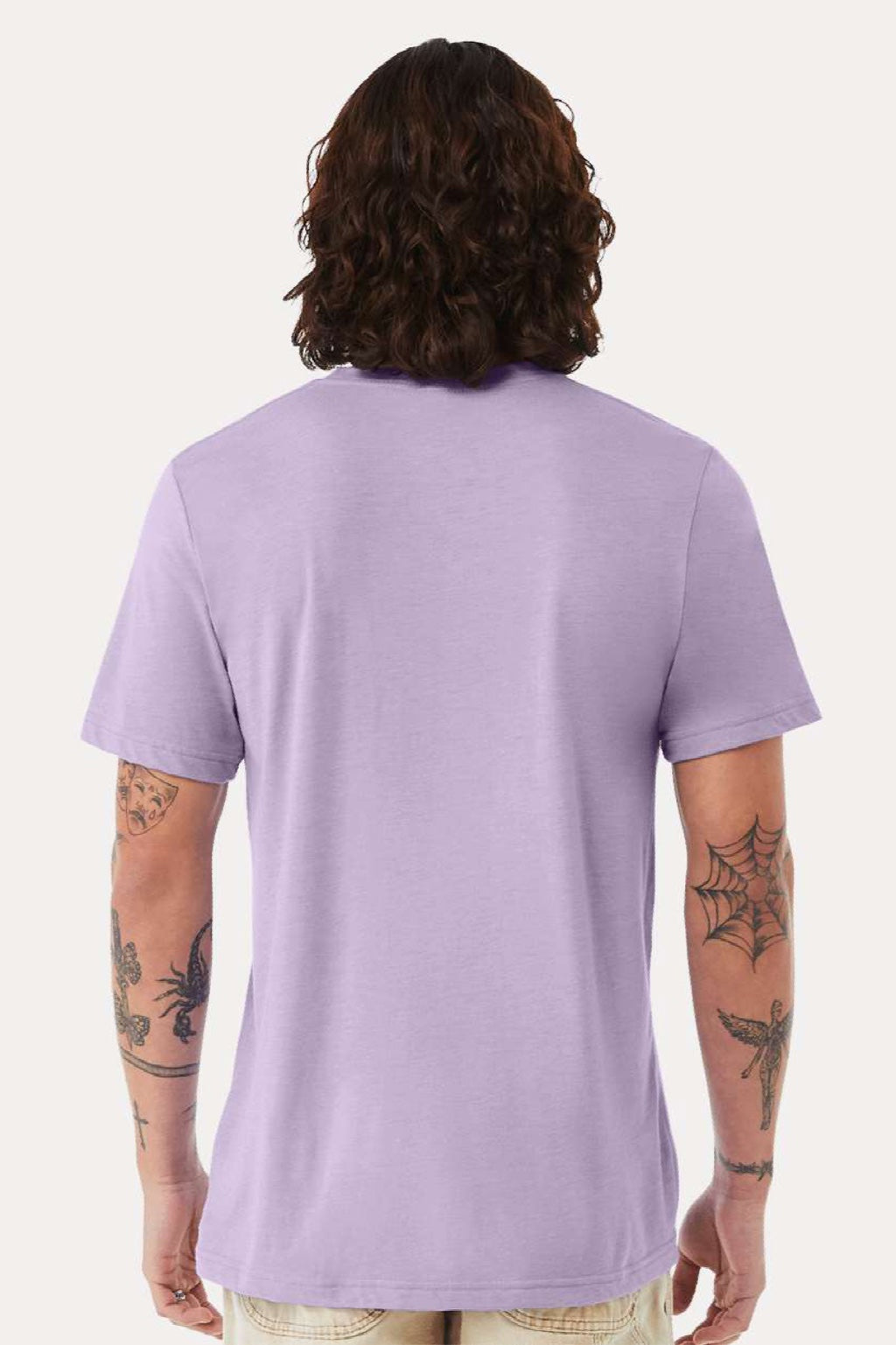 Bella + Canvas BC3413/3413C/3413 Mens Short Sleeve Crewneck T-Shirt Dark Lavender Purple Model Back