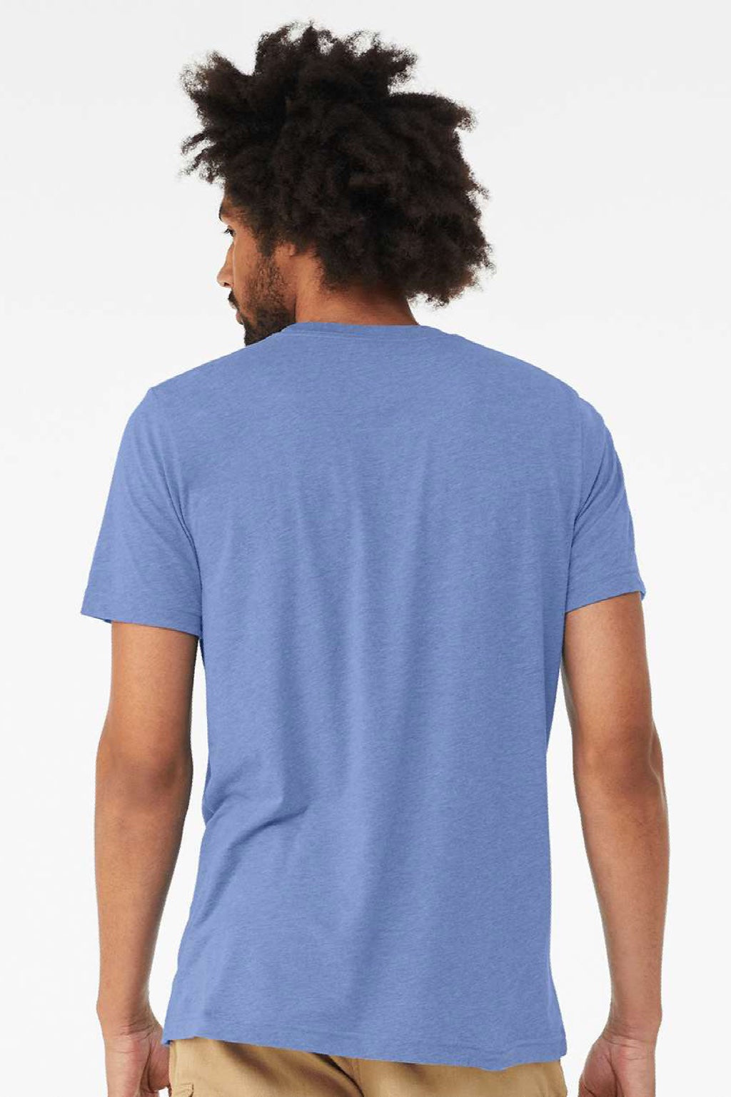 Bella + Canvas BC3413/3413C/3413 Mens Short Sleeve Crewneck T-Shirt Solid Blue Model Back