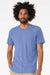 Bella + Canvas BC3413/3413C/3413 Mens Short Sleeve Crewneck T-Shirt Solid Blue Model Front