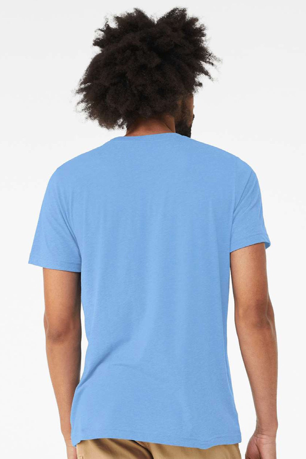 Bella + Canvas BC3413/3413C/3413 Mens Short Sleeve Crewneck T-Shirt Solid Carolina Blue Model Back