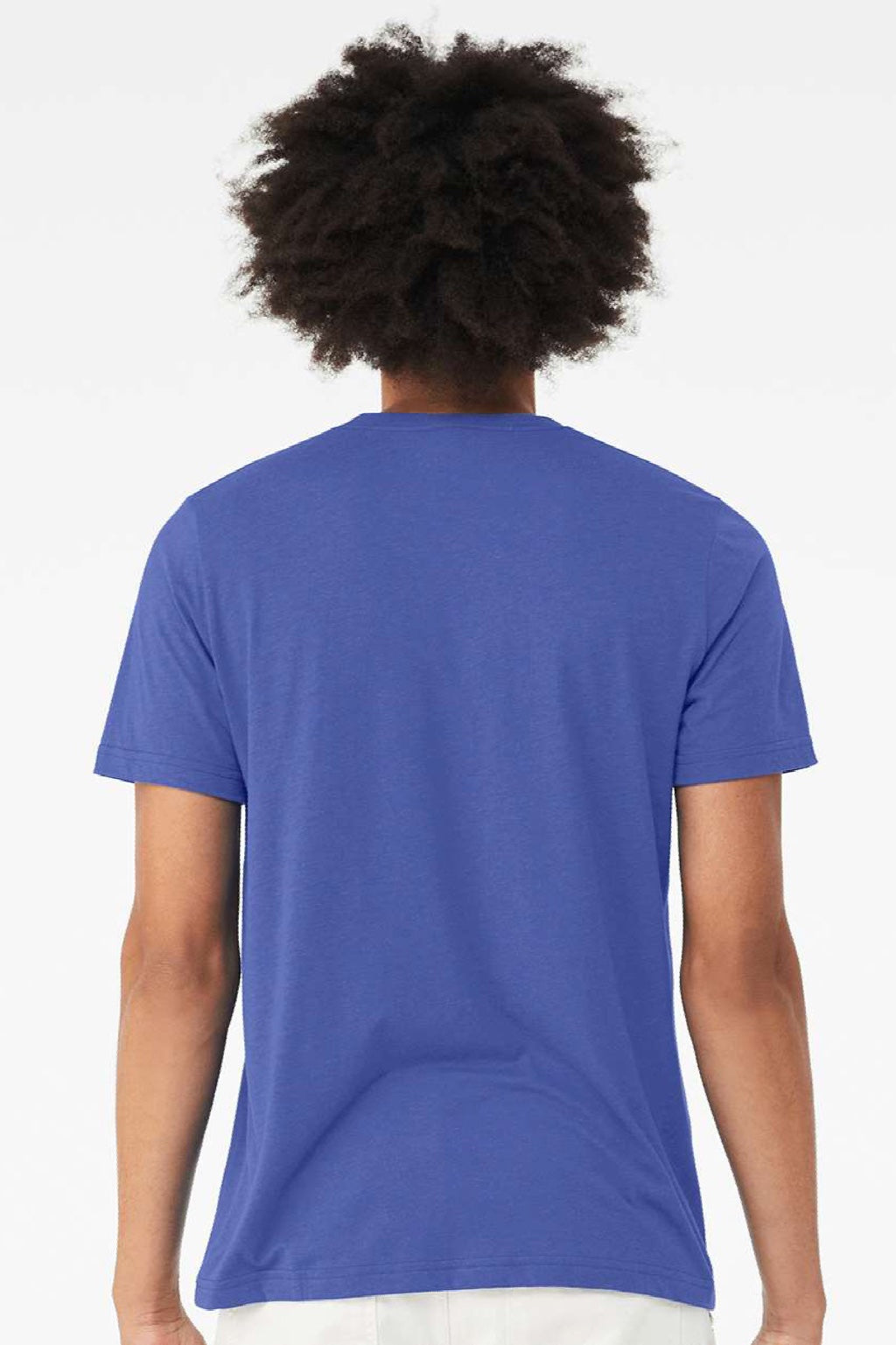 Bella + Canvas BC3413/3413C/3413 Mens Short Sleeve Crewneck T-Shirt Solid True Royal Blue Model Back