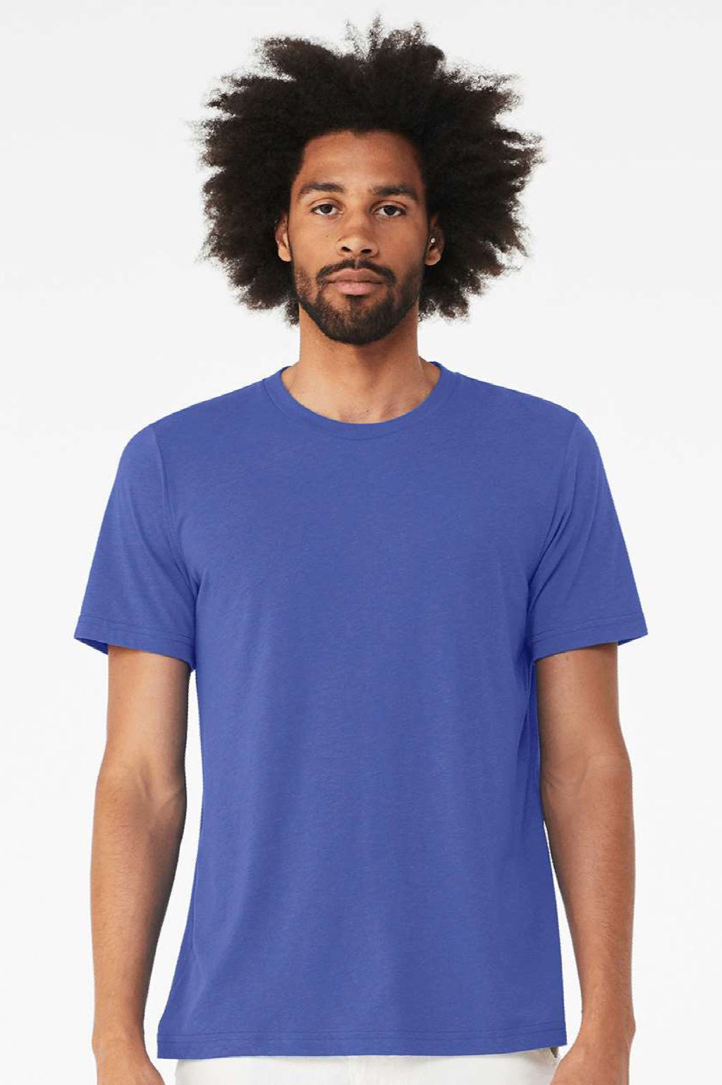 Bella + Canvas BC3413/3413C/3413 Mens Short Sleeve Crewneck T-Shirt Solid True Royal Blue Model Front