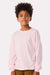 Bella + Canvas BC3511Y Youth Long Sleeve Crewneck T-Shirt Soft Pink Model Front