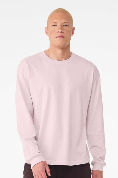 Bella + Canvas BC3511 Mens Long Sleeve Crewneck T-Shirt Soft Pink Model Front