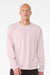 Bella + Canvas BC3511 Mens Long Sleeve Crewneck T-Shirt Soft Pink Model Front