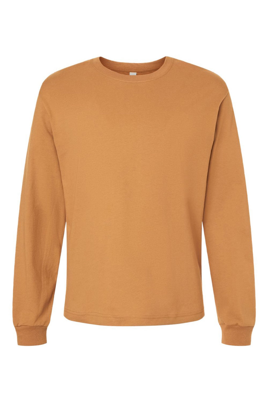 Bella + Canvas BC3511 Mens Long Sleeve Crewneck T-Shirt Toast Flat Front