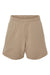 Bella + Canvas BC3787 Womens Cutoff Sweatshorts w/ Pockets Tan Flat Front