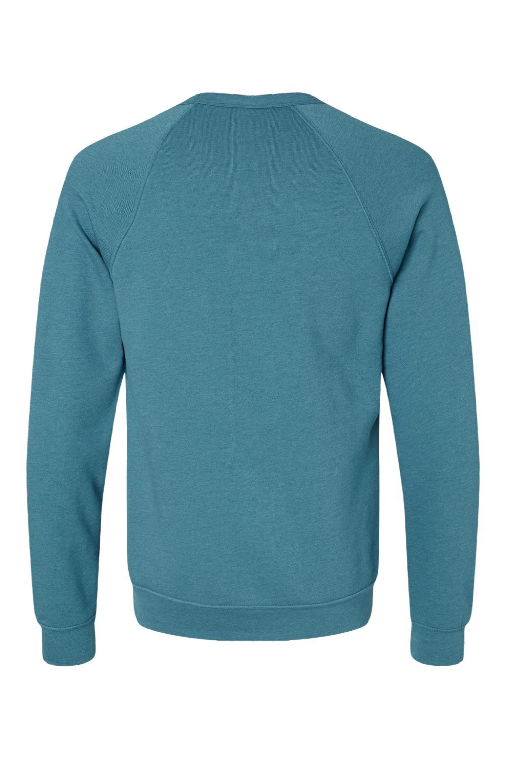 Bella + Canvas BC3901/3901 Mens Sponge Fleece Crewneck Sweatshirt Heather Deep Teal Blue Flat Back