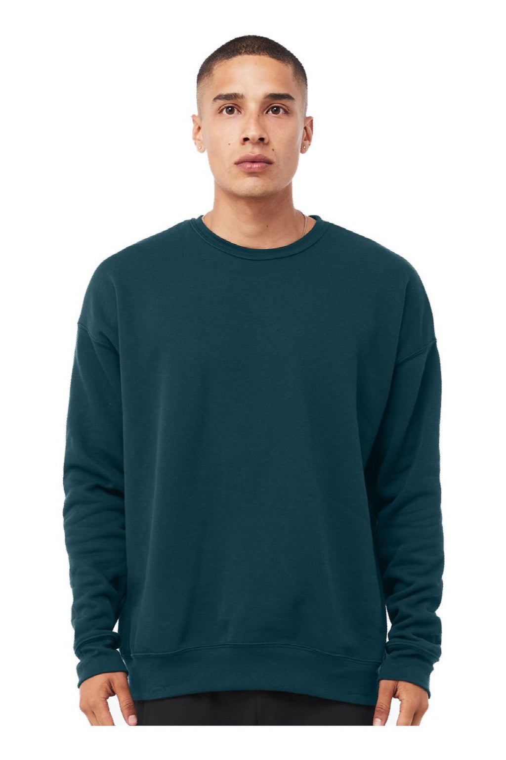 Bella + Canvas BC3945/3945 Mens Fleece Crewneck Sweatshirt Atlantic Green Model Front