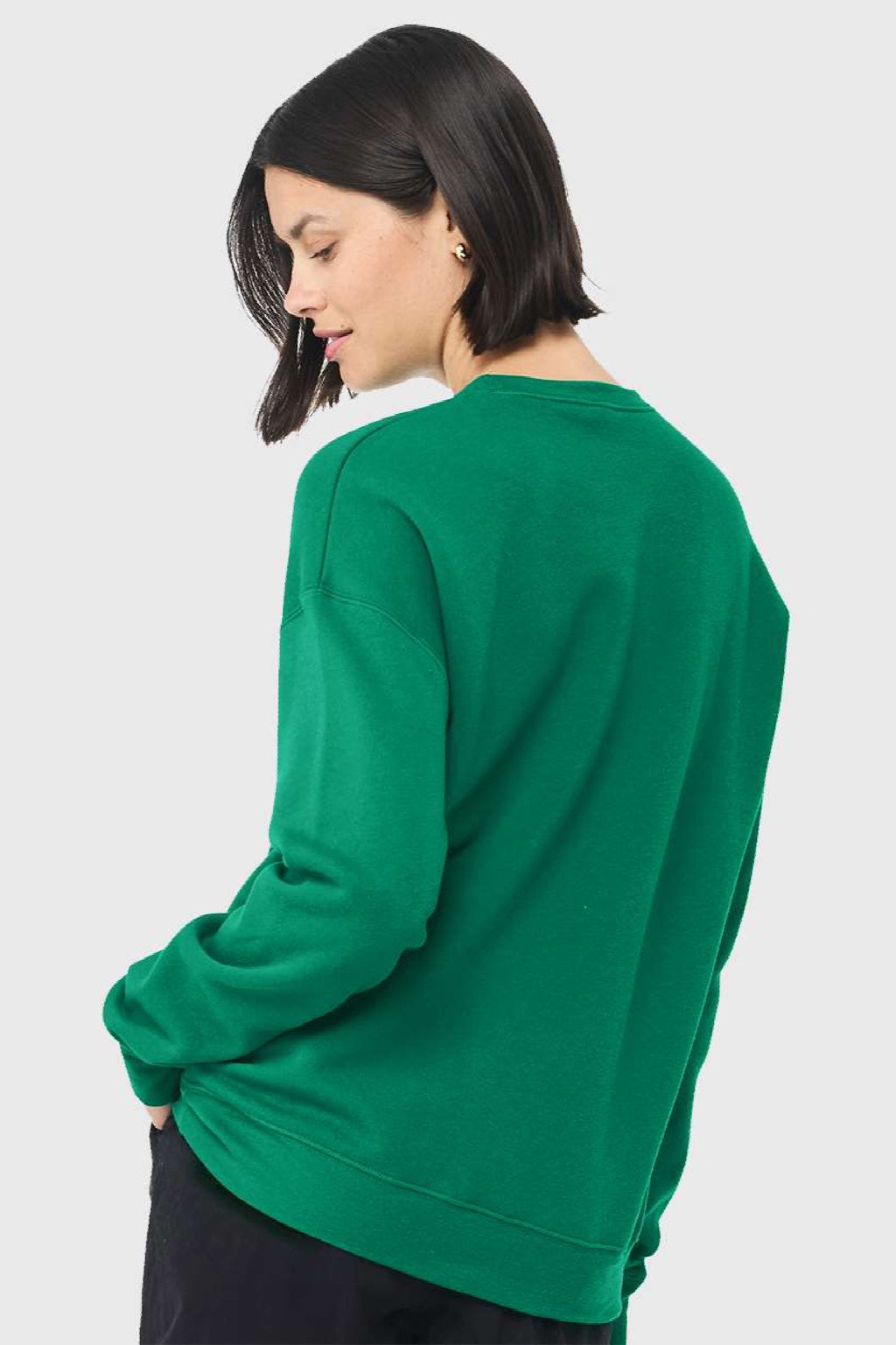 Bella + Canvas BC3945/3945 Mens Fleece Crewneck Sweatshirt Kelly Green Model Back