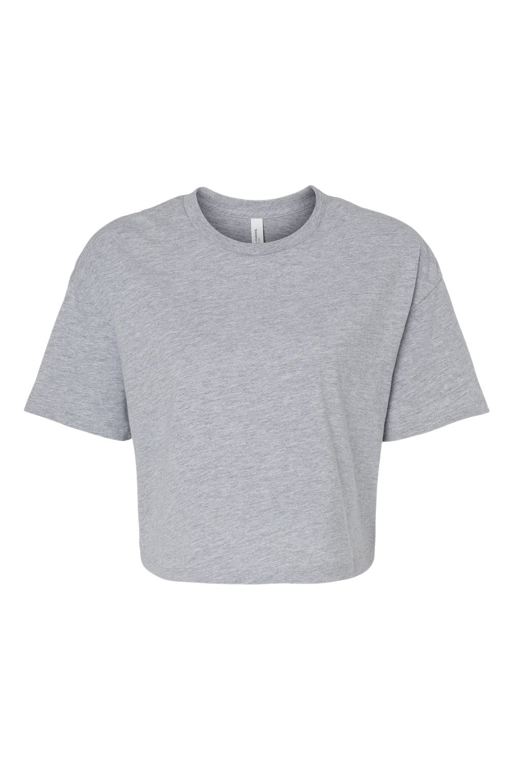 Bella + Canvas 6482 Womens Jersey Cropped Short Sleeve Crewneck T-Shirt Heather Grey Flat Front