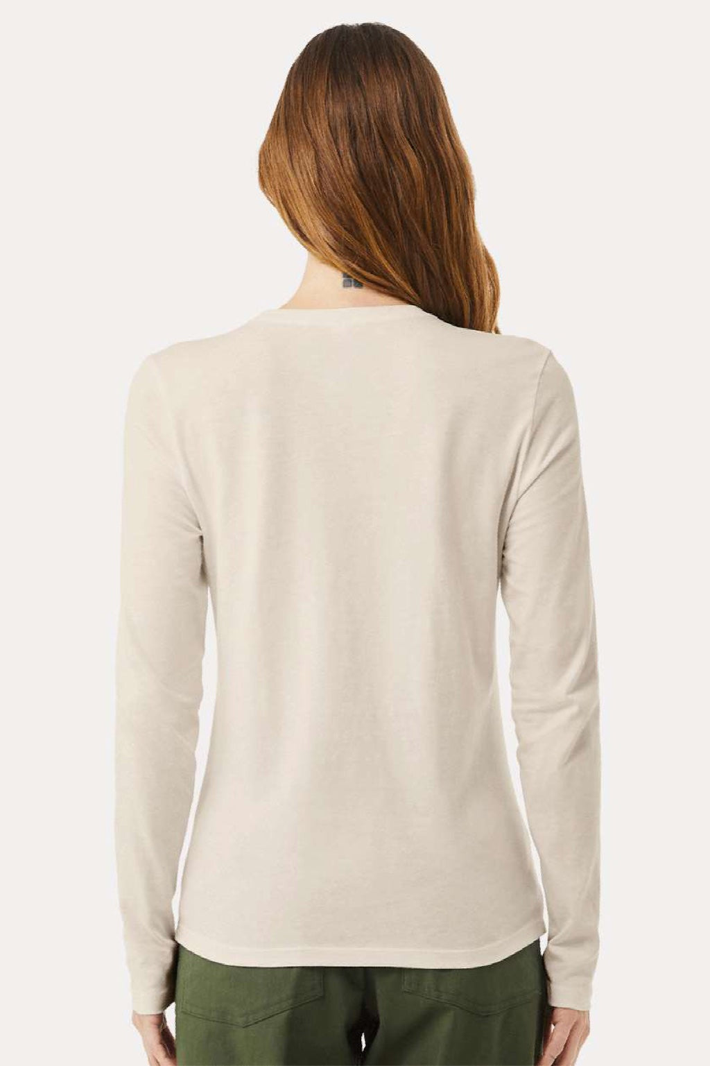 Bella + Canvas BC6500/6500 Womens Jersey Long Sleeve Crewneck T-Shirt Heather Dust Model Back