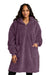 Port Authority BP42 Mens Plush Fleece Poncho w/ Pockets Deep Mist Purple Model Front