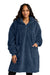 Port Authority BP42 Mens Plush Fleece Poncho w/ Pockets River Navy Blue Model Front