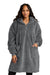 Port Authority BP42 Mens Plush Fleece Poncho w/ Pockets Smoke Grey Model Front