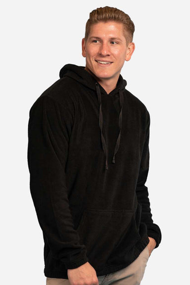 Burnside 3500 Mens Polar Fleece Pill Resistant Hooded Sweatshirt Hoodie w/ Pouch Pocket Black Model Front
