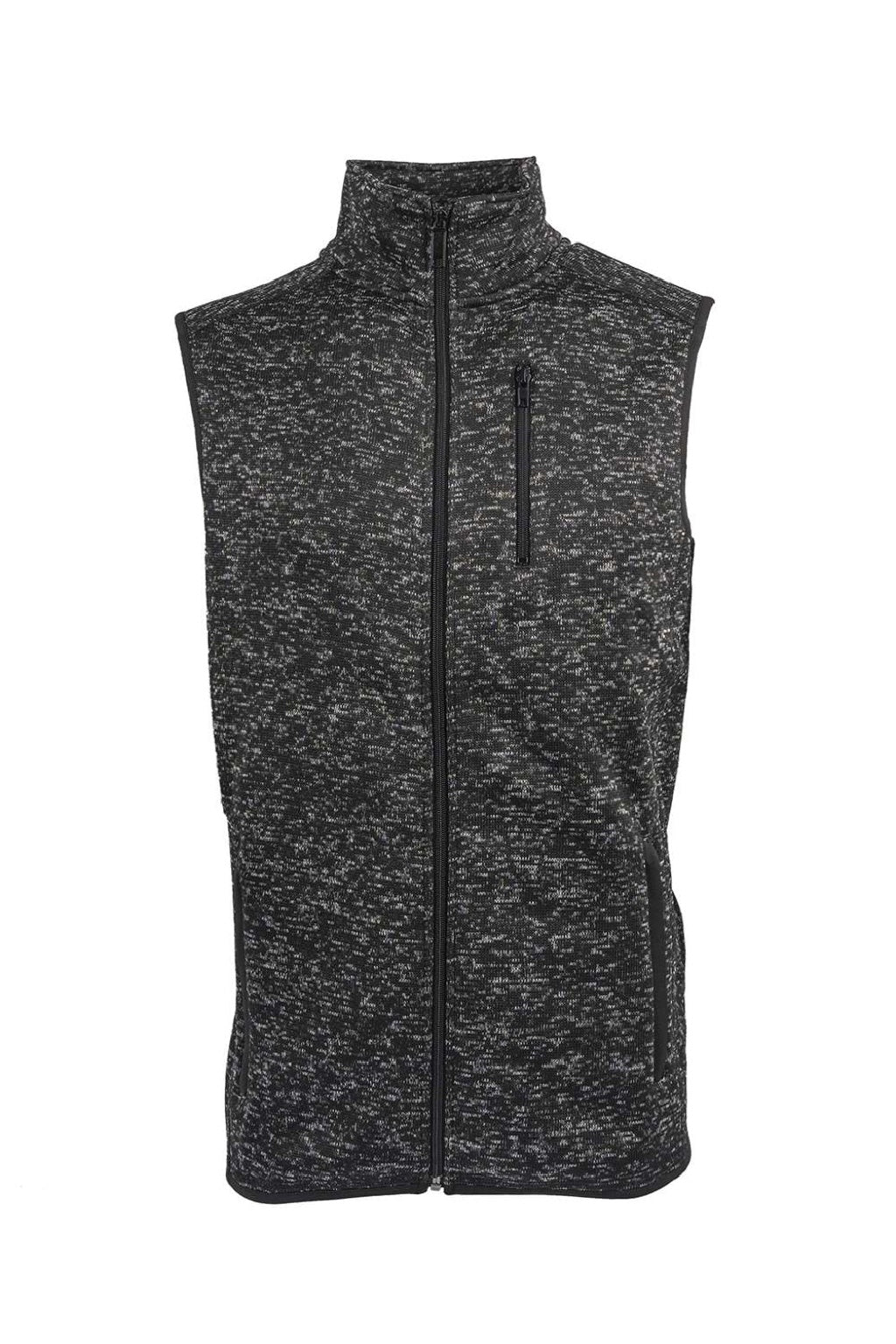 Burnside B3910 Mens Sweater Knit Full Zip Vest Heather Black Flat Front