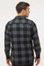 Burnside 8210 Mens Flannel Long Sleeve Button Down Shirt w/ Double Pockets Charcoal Grey/Black Model Back