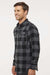 Burnside 8210 Mens Flannel Long Sleeve Button Down Shirt w/ Double Pockets Charcoal Grey/Black Model Side