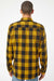 Burnside 8210 Mens Flannel Long Sleeve Button Down Shirt w/ Double Pockets Gold/Black Model Back