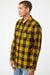 Burnside 8210 Mens Flannel Long Sleeve Button Down Shirt w/ Double Pockets Gold/Black Model Side