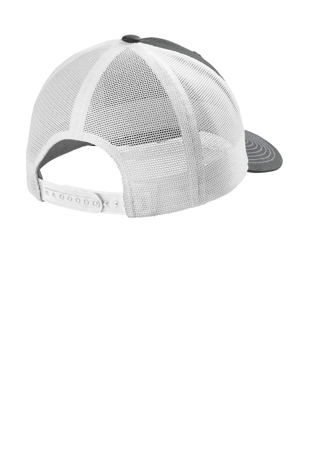 Port Authority Hats C402ECO Mens Eco Snapback Trucker Hat Smoke Grey/White Flat Back