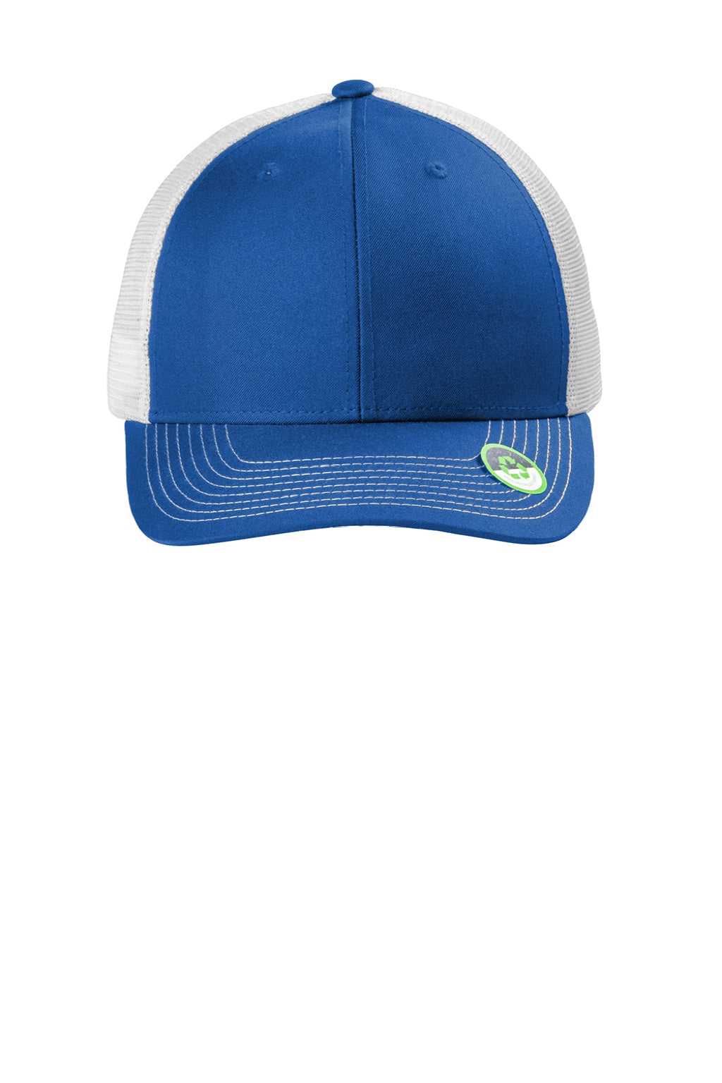 Port Authority Hats C402ECO Mens Eco Snapback Trucker Hat True Royal Blue/White Flat Front