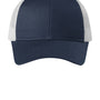 Port Authority Hats Mens Low Profile Snapback Trucker Hat - Heather Dress Navy Blue/Silver Grey Mist