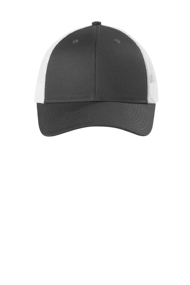 Port Authority Hats C402LP Mens Low Profile Snapback Trucker Hat Steel Grey/White Flat Front