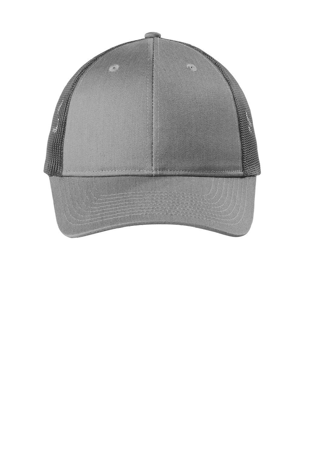 Port Authority Hats C402LP Mens Low Profile Snapback Trucker Hat Heather Grey/Steel Grey Flat Front