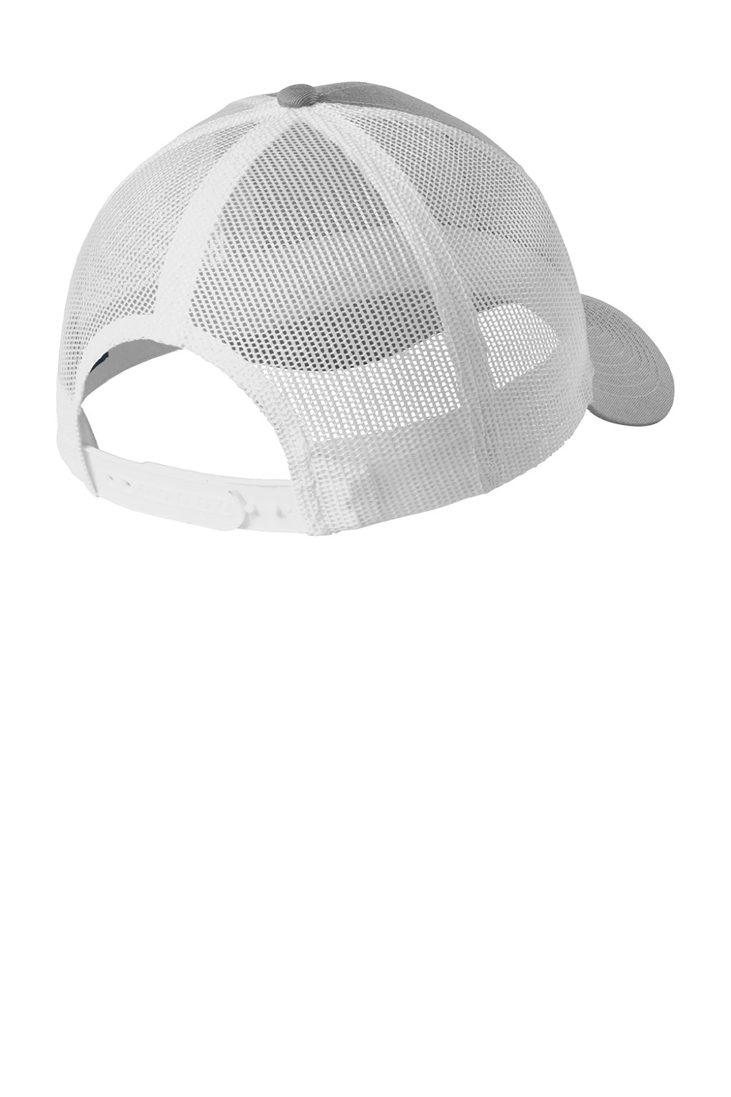 Port Authority Hats C402LP Mens Low Profile Snapback Trucker Hat Heather Grey/White Flat Back